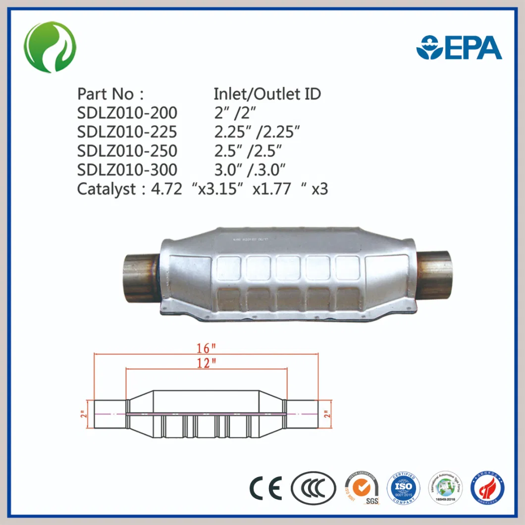 High Performance Universal Catalytic Converter in OBD/Euro 2/Euro 3/Euro 4/Euro 5 for Exhaust System Auto Parts