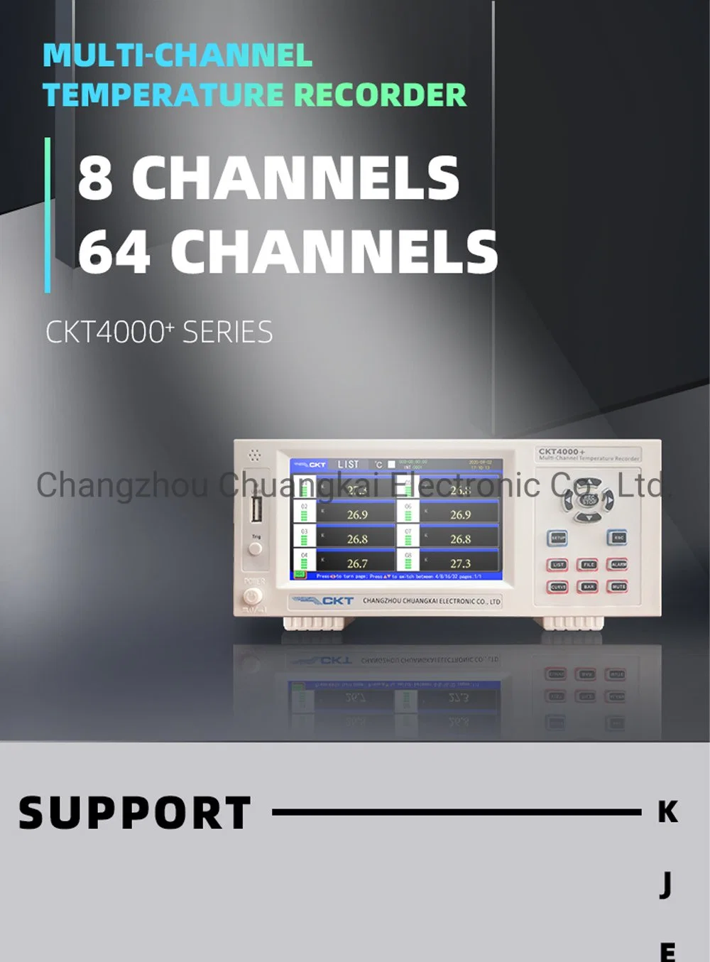 Ckt4000+ 8 Channels Temperature Data Logger Temperature Recorder Multi-Channel Temperature Meter