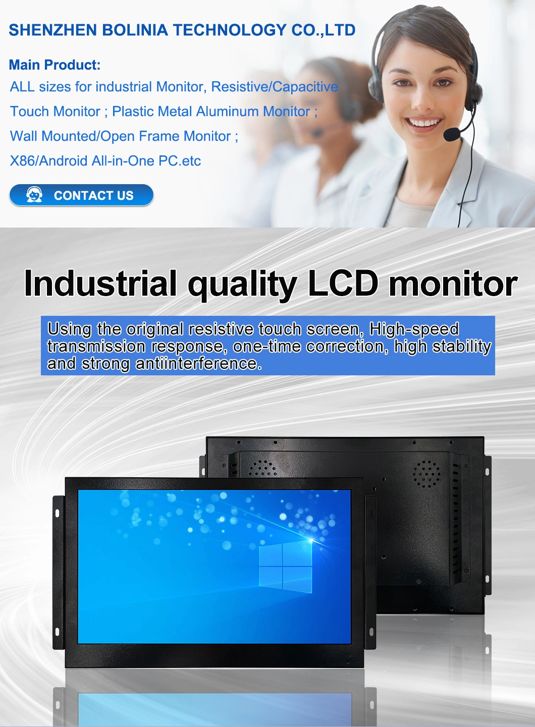 Wholesale 15.6&quot; 15&quot; 16&quot; Rack Mounting Industrial Panel PC with Open Frame Embedded IPS HD 2K Screen Metal Frame