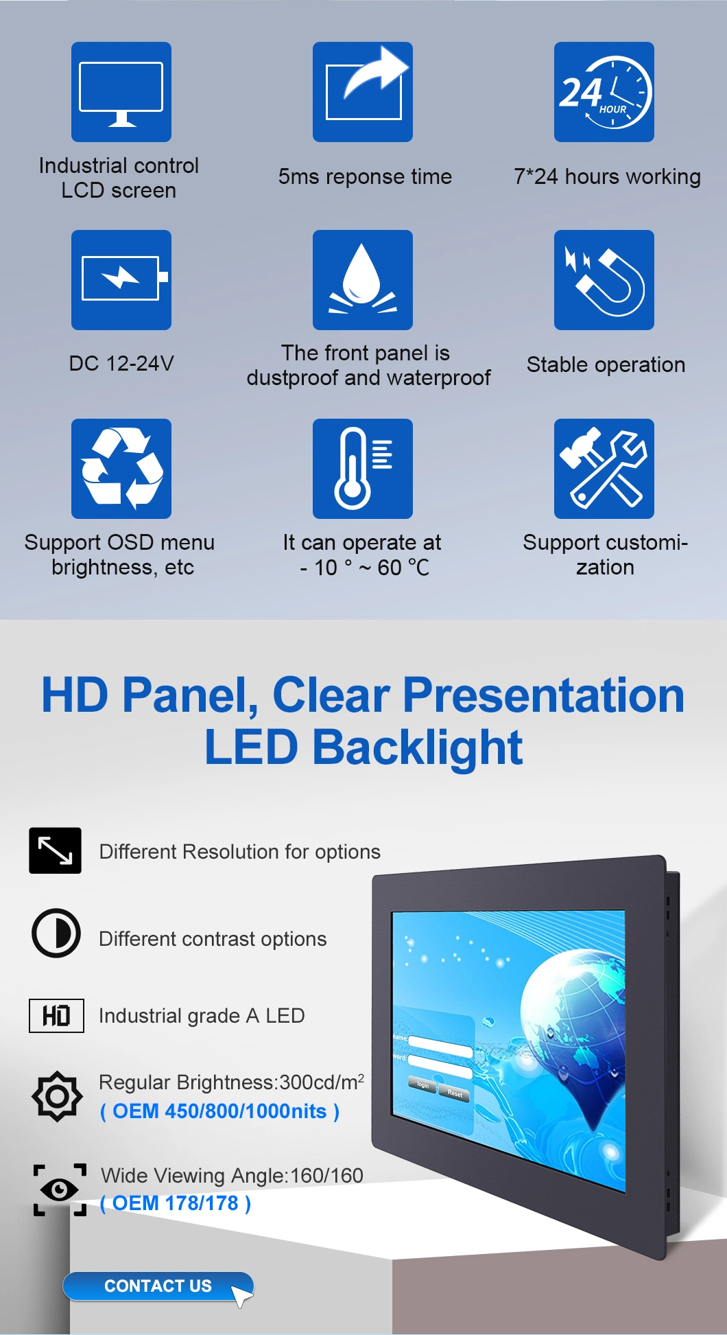 Monitor Metal Case 12&prime;&prime; Inch 800*600 HDMI VGA AV BNC Non Touch Square Screen Embedded Open Frame LCD Monitor Industrial