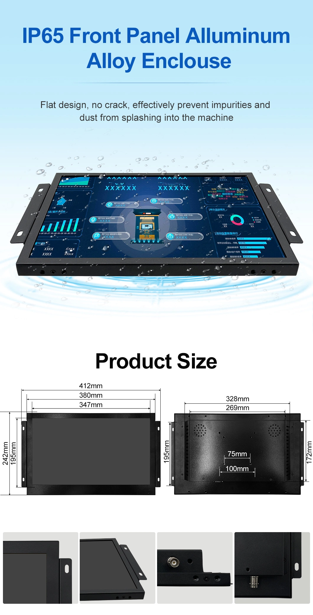 Wholesale 15.6&quot; 15&quot; 16&quot; Rack Mounting Industrial Panel PC with Open Frame Embedded IPS HD 2K Screen Metal Frame