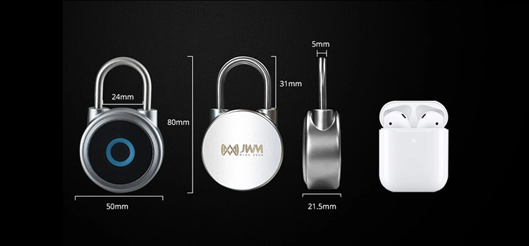 Jwm Security Intelligent Electronic Fingerprint Padlock Keyless Rechargeable Thumbprint Padlock