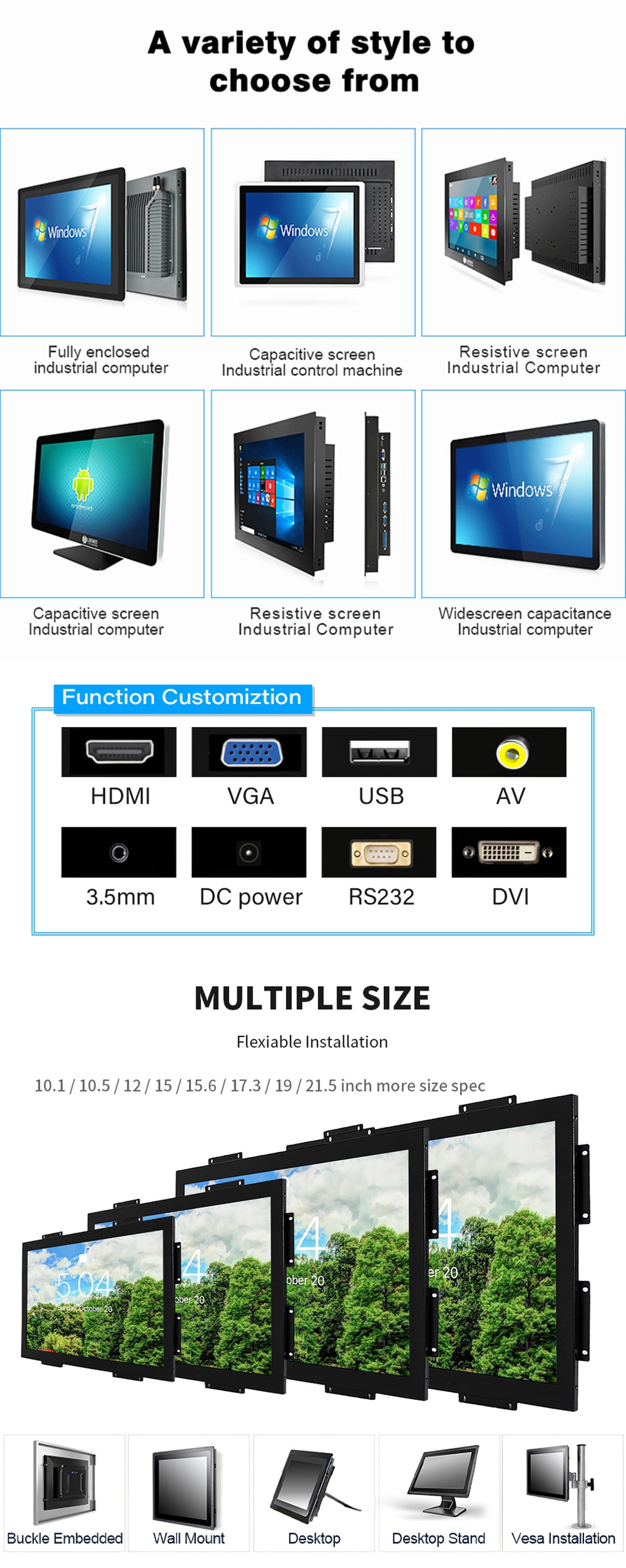 Touch Screen Monitor 15/17/19 Inch Touchscreen Industrial Tablet PC Touch Panel Stainless