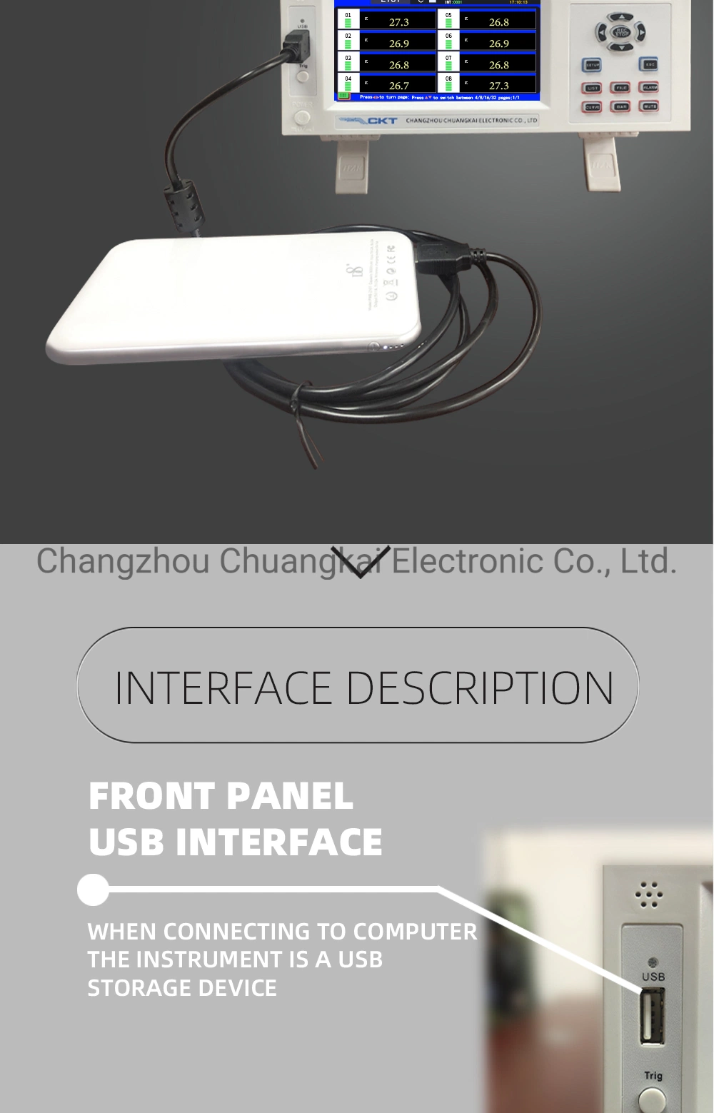 Ckt4000+ 8 Channels Temperature Data Logger Temperature Recorder Multi-Channel Temperature Meter