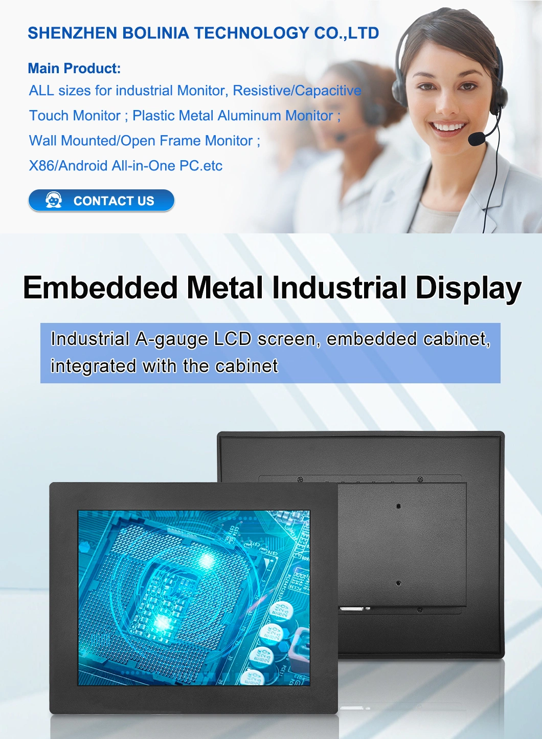 Monitor Metal Case 12&prime;&prime; Inch 800*600 HDMI VGA AV BNC Non Touch Square Screen Embedded Open Frame LCD Monitor Industrial